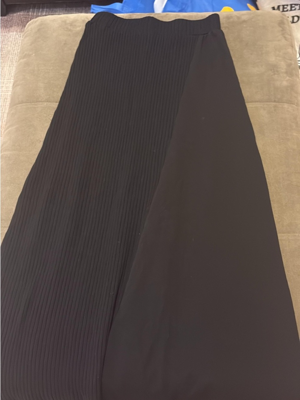 Black Asymmetrical Pleated Maxi Skirt